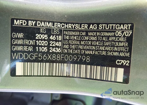 2008 Mercedes-Benz C 350 Sport from USA, damaged, VIN WDDGF56X88F009798